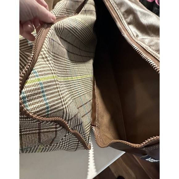 Land’s End Canvas Getaway Duffle Bag Antique Alabaster Pink Glen Plaid Travel - Picture 7 of 16